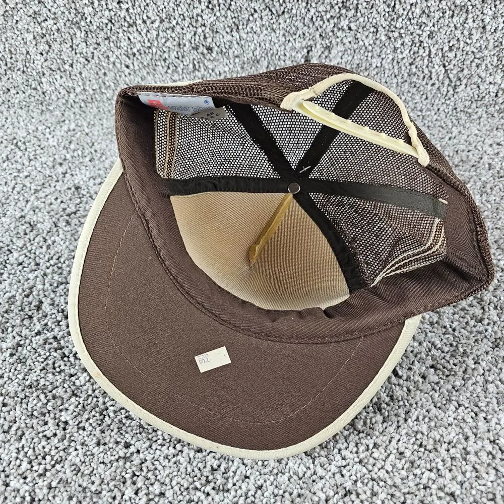Vintage Datsun Trucker Hat Cap Snap Back 3 Stripe Mesh 280ZX Brown Tuner JDM 80s